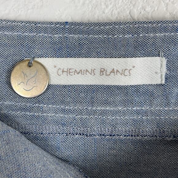 Chemins Blancs Sz 12 heavy chambray womens skirt side zip detail Stockholm Style - Picture 3 of 6